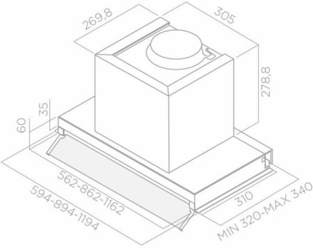 Встраиваемая вытяжка Elica BOXIN LX/IX/A/90-PRF0114761A в магазине «На диване» в Самаре  — Выгодная цена